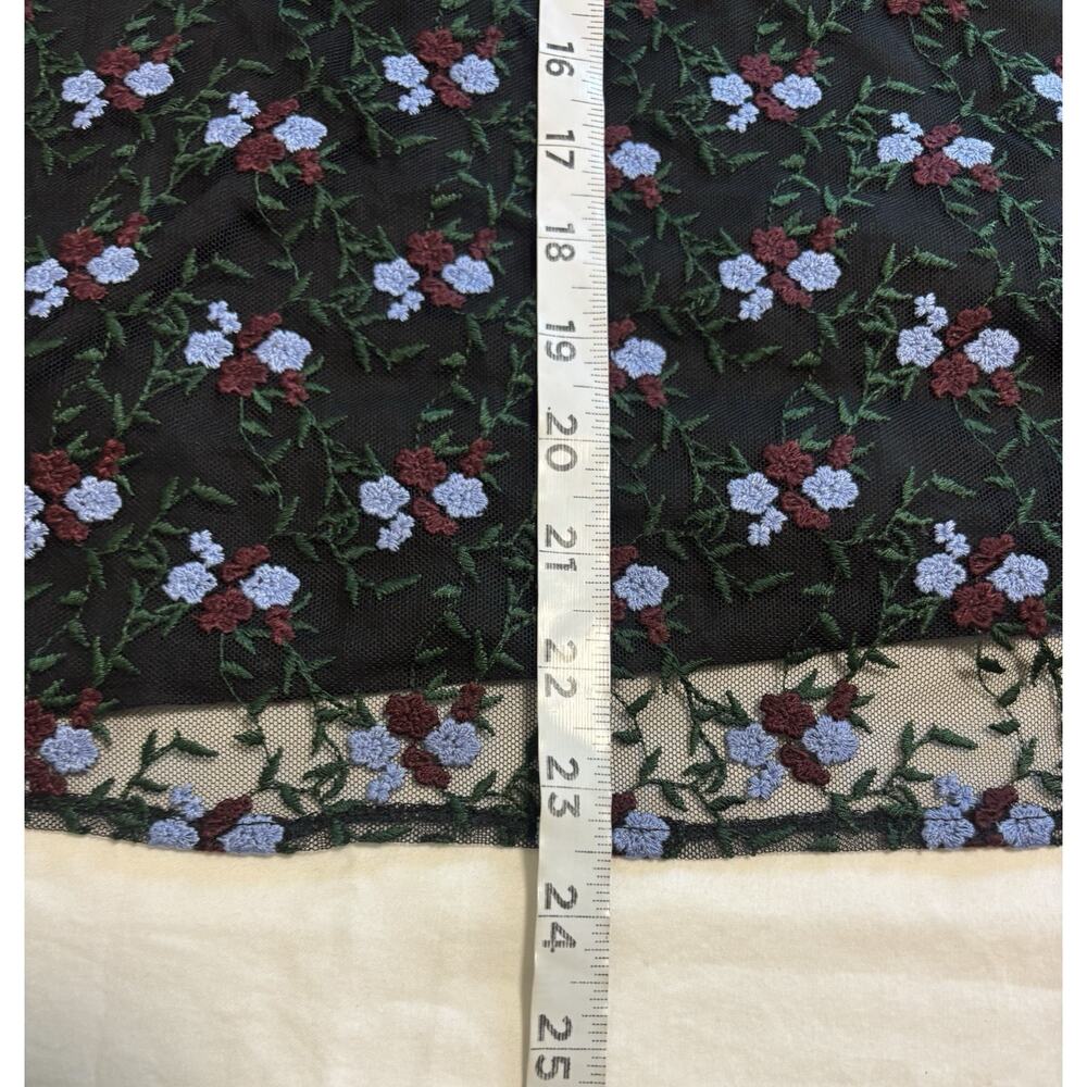 Pearl By Lela Rose Floral Embroidered Tulle Flounce Blouse Ruffled Sheer Size S - Picture 9 of 9